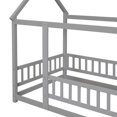 thumbnail image 6 of Twin Floor Bed for Kids, Wooden House Bed Frame with Roof, Fence Guardrails, Montessori Bed for Toddlers Girls Boys, Gray, 6 of 7