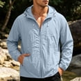 thumbnail image 5 of Men's Sun Protection Jacket Zip Up Hoodie Lightweight Quick Dry Long Sleeve Outdoors Sweatshirt Zipper Pockets (3XL, Light Blue|Solid), 5 of 8
