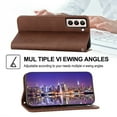 thumbnail image 4 of SaniMore for Samsung Galaxy S21 FE PU Leather Case RFID Blocking, Magnetic Closure Flip Wallet Cover with Wrist Strap Card Slot & Multi-Angle Kickstand All-Inclusive Protective Shell, Brown, 4 of 10