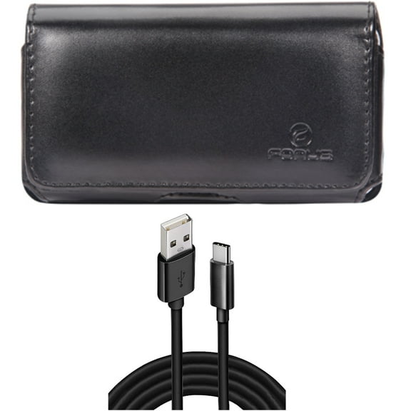 Case Belt Clip w 10ft USB-C Cable for Samsung Galaxy S22,S21,S20 - Leather Swivel Holster, Type-C Charger Cord Power Combo
