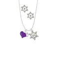 thumbnail image 2 of Delight Jewelry Silvertone Purple Heart with Nurse Hat Silver tone Snowflake Charm Necklace and Stud Earrings, 2 of 4