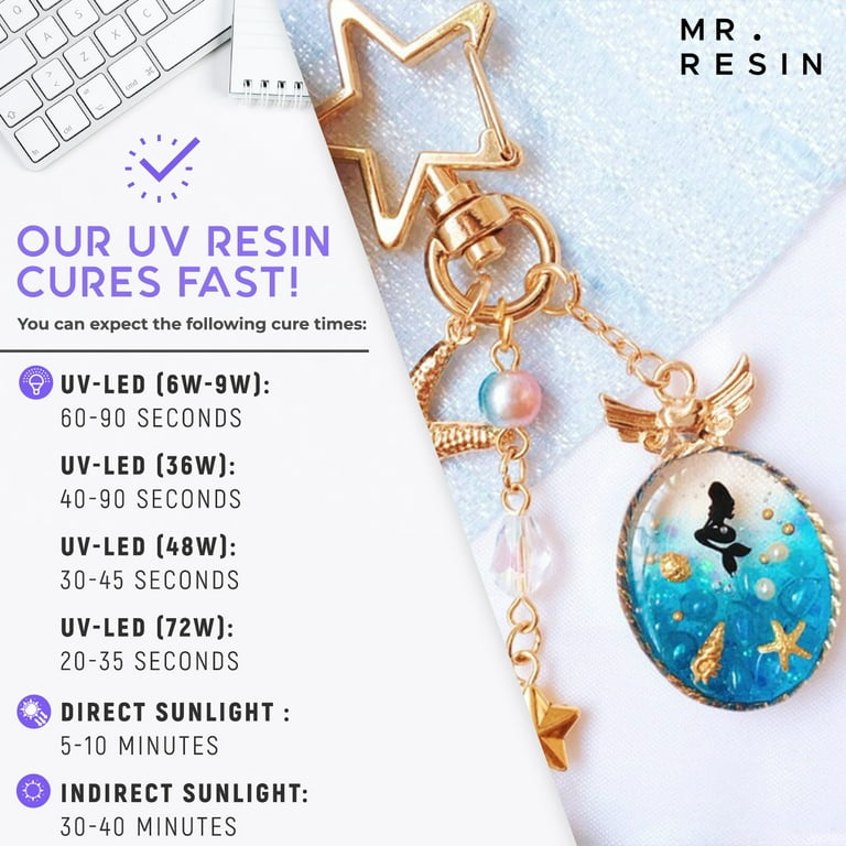 Mr. Resin 250g UV Resin Crystal Clear Hard Type UV Resin for Diy Jewelry,  Keychains, & More