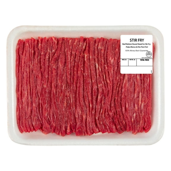 Bottom Round Beef for Stir Fry, Tray, Fresh, 0.6 - 1.12 lb