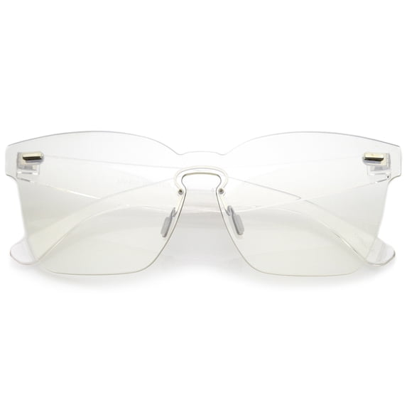 Oversize Rimless Keyhole Nose Bridge Mono Lens Horn Rimmed Sunglasses 63mm (Clear)