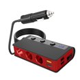 thumbnail image 1 of Divisor de enchufe para encendedor de automóvil Inteprter QC3.0 negro rojo, 1 of 6