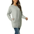 thumbnail image 4 of Suéter casual de manga larga con cuello redondo y bolsillos para mujer INSPIRE CHIC M gris, 4 of 7
