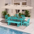 thumbnail image 6 of KINGYES 6 Piece Patio Dining Set, HDPE Outdoor Table and Chairs with Bench, Aruba Blue, 6 of 11