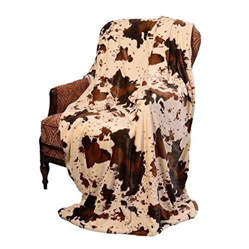 Regal Comfort Sherpa Luxury Throw Western Style Cow Print (50" x 70", Rodeo)