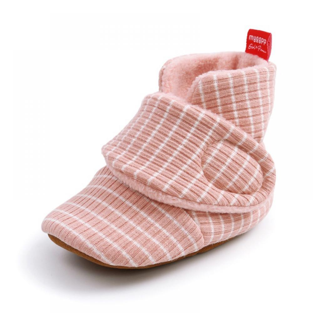 Newborn Baby Boy Girl Warm Striped Plush Soft Soled Shoes Cotton Casual Shoes Frist Walking Shoes - image 3 of 6
