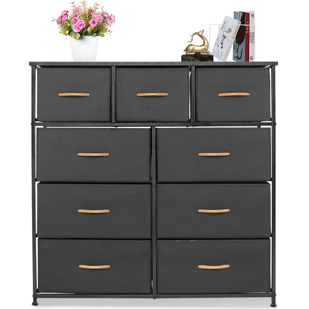 Bigroof 9 Drawers Dresser Organizer, Fabric Storage Tower Chest Clothes