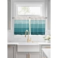 thumbnail image 2 of Half Window Curtain 36 Inches Long, Teal Ombre Window Treatment Curtain Drapes, Farmhouse Vintage Wooden Striped Small Tier Curtains for Bathroom Over Sink, 27.5"x36", 2 Panels, 2 of 7