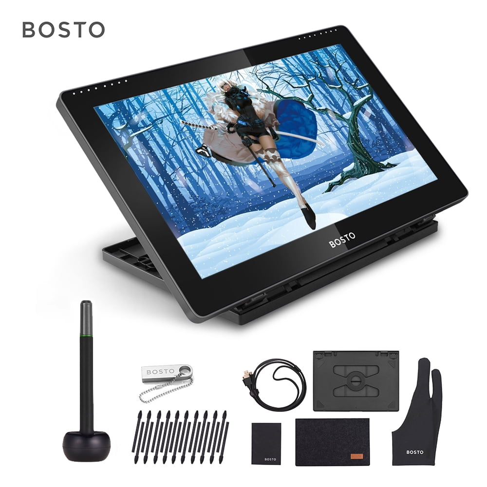 Bosto Bt 22ux 21 5 Inch Graphic Monitor Drawing Tablet Hd Ips Display Screen 19 1080 Resolution With Express Keys 2 Rollers Adjustable Stand 8192 Level Pressure Battery Free Pen pcs Pen Nips Walmart Com Walmart Com