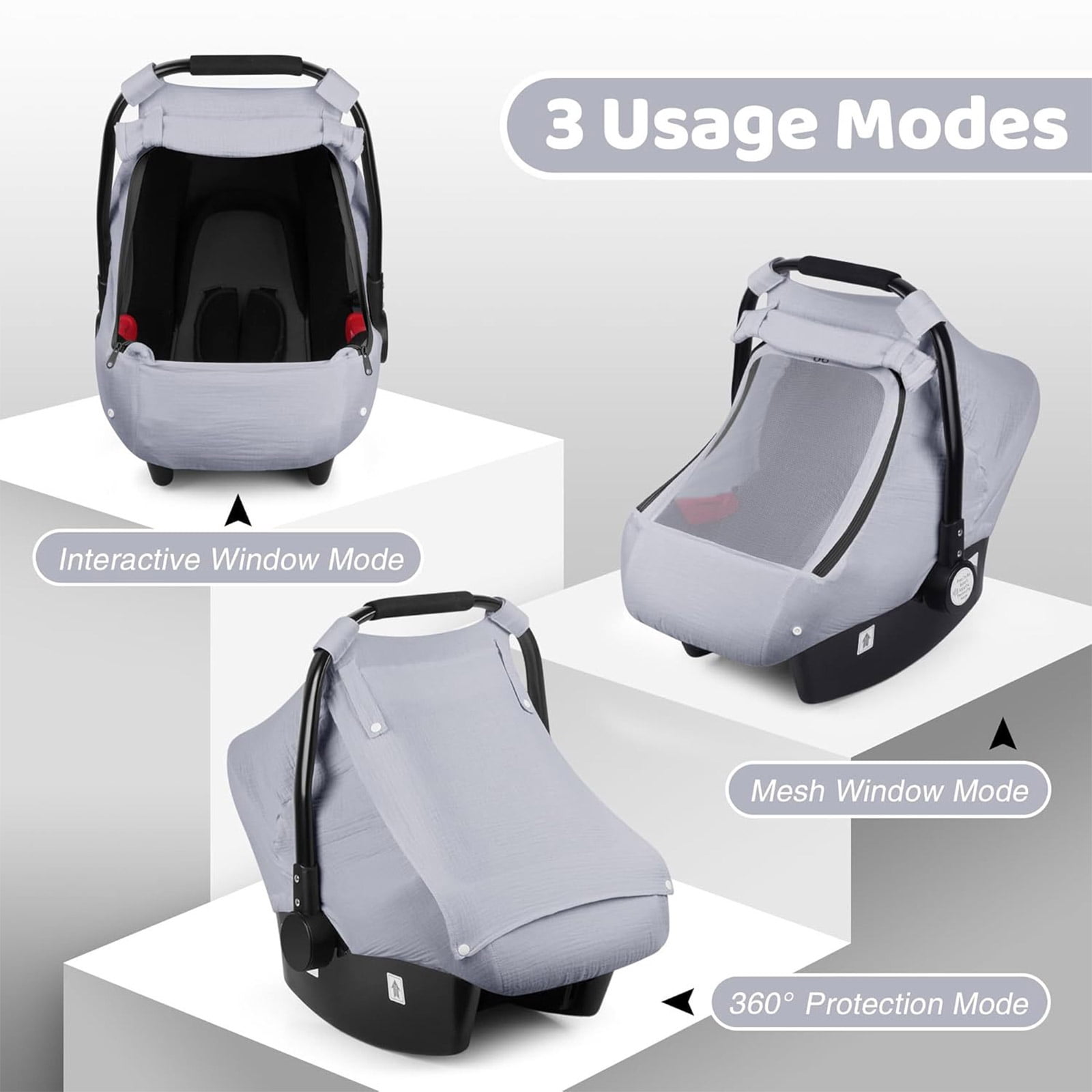 RUISINERY Infant Canopy with Soft & Breathable Window, Baby Strollers Guard for Boys Girls Windproof Carry Basket Sleeve
