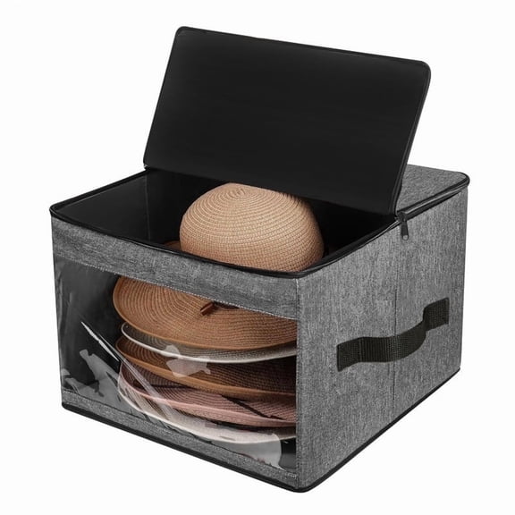 Upgraded Hat Storage Box for Women & Men, Large Closet Hat Boxes Organizer Bag with Dustproof Lids, Foldable Cowboy Hat Box,Hat Carrier Case For Travel