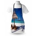 thumbnail image 3 of Landscape Apron Island Caribbean Honeymoon Themed Beach Seashore Ocean Print, Unisex Kitchen Bib Apron with Adjustable Neck for Cooking Baking Gardening, White Pale Brown and Turquoise, by Ambesonne, 3 of 3