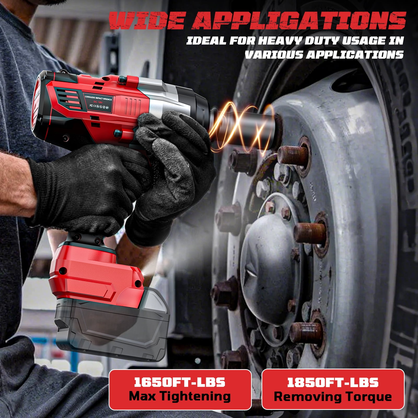 3/4" Impact Wrench for Milwaukee 18V Battery: 1850FT-LBS(2500N.m) High Torque Impact Driver, 4-Speed Heavy Duty Cordless Impact with Auto-Stop Reverse for Car/Truck/Home/Mower(No Battery)