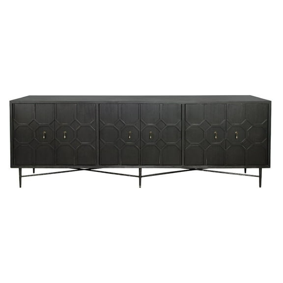 Samara 6-Door Recycled Pine Wood Sideboard with an Iron Base