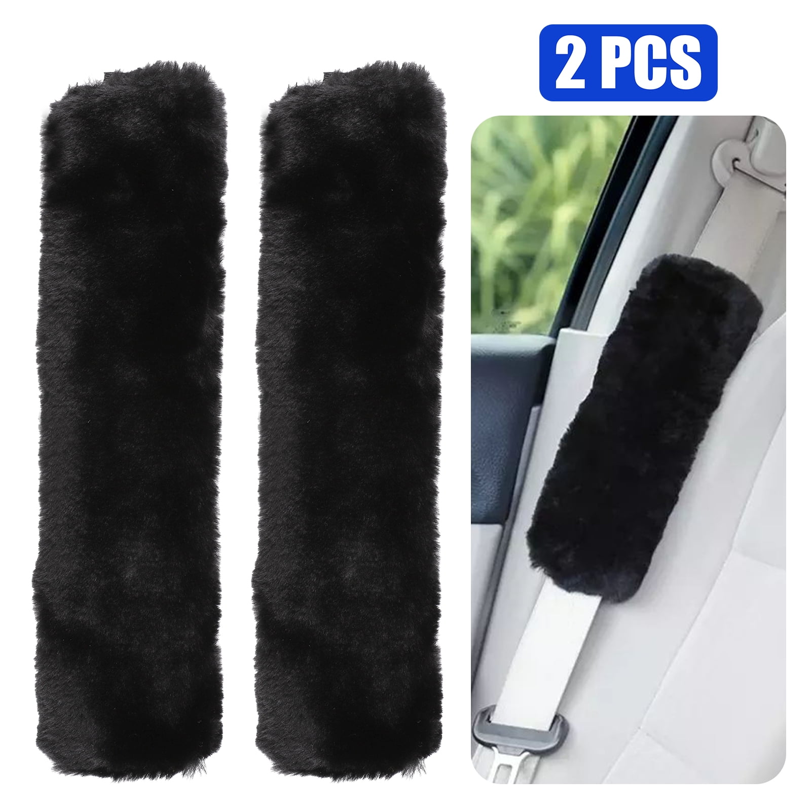 HEQUN 2 Pack Soft Faux Sheepskin Plush Car Safety Seat Belt Strap Shoulder Pad Backpack Seat Belt Shoulder Pad Shoulder Bag Suitable for Car Seat Belt gray 