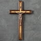 thumbnail image 4 of Crucifijo de pared con forma de asteromo, madera, 30 cm, hecha a mano, católica, 4 of 9