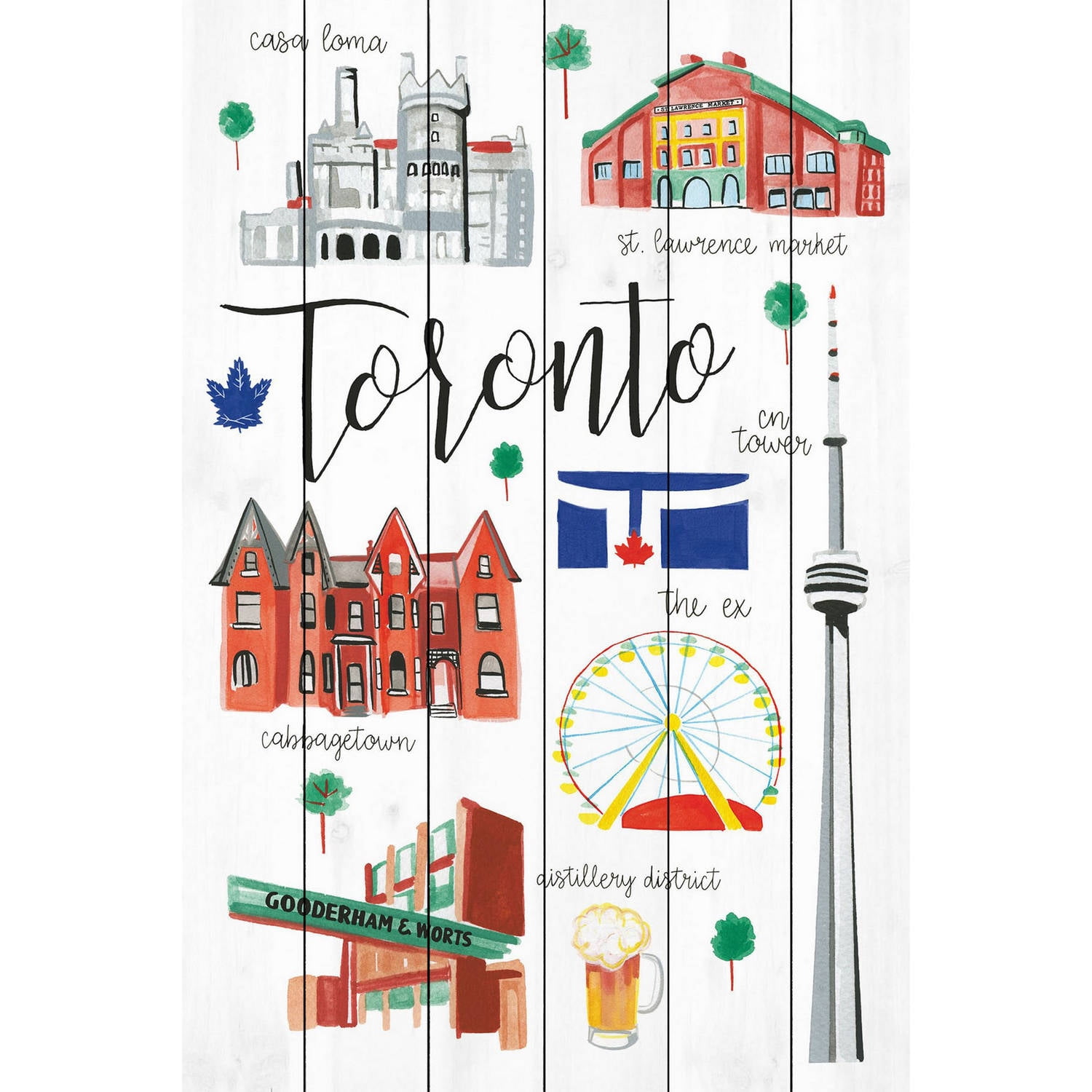 Marmont Hill "Toronto Life" by Molly Rosner Painting Art Print on White Wood