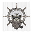 thumbnail image 2 of Ambesonne Skull Shower Curtain, Captain Pirate Skeleton, 69"Wx75"L, White Brown Grey, 2 of 4