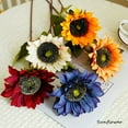 thumbnail image 6 of Zukuco 6PCS Vintage Sunflowers Artificial Flowers Long Stem Silk Fake Large Sunflowers Bouquet Arrangement for Vase Wedding Table Home Porch Indoor Outdoor Cemetery Decorations (Blue), 6 of 7