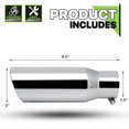 thumbnail image 6 of Magshion 2.5" Inlet 3" Outlet Stainless Steel Exhaust Muffler Straight-Through Round Diagonal Cut Chrome Roll Tip, 8.5" Length, 6 of 10