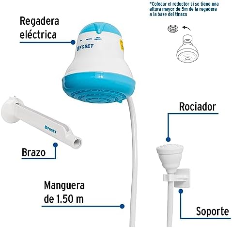 electrical shower, 4 temperatures, blue