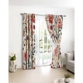 thumbnail image 3 of Red Pink Spring Floral Blackout Curtains for Bedroom/Living Room, Thermal Insulated Kitchen Curtains, Summer Botanical Vintage Grommet Darkening Window Treatment Drapes 27.5"x39"x2, 3 of 8