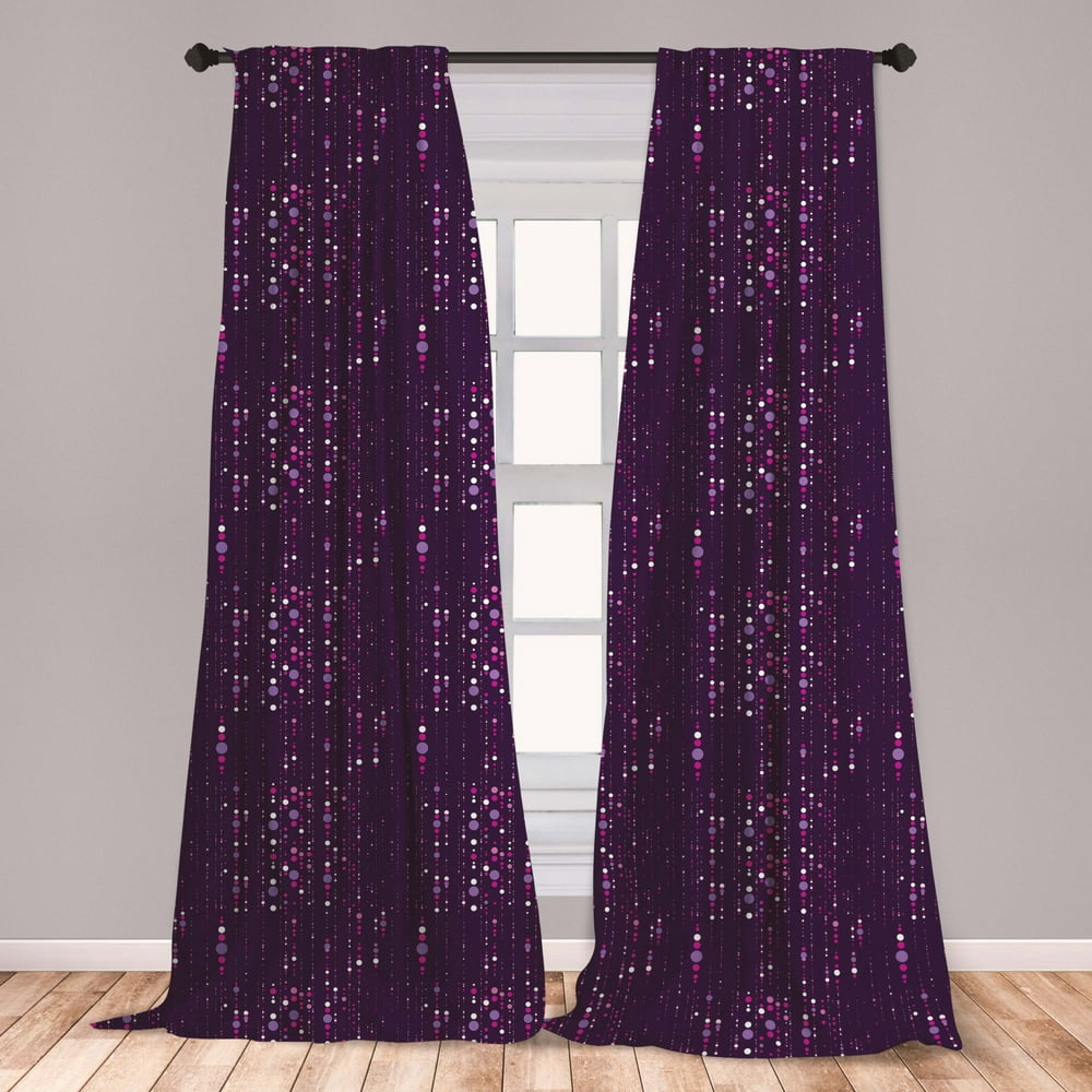 Abstract Curtains 2 Panels Set, Dotted Pattern of Many Size Abstract