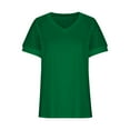 thumbnail image 5 of Solid Color Shirts For Women Irregular Hem Tops For Women Womens Summer Tops V Neck T Shirts Puff Sleeve Tops Loose Casual Tshirts Green Xxl, 5 of 6