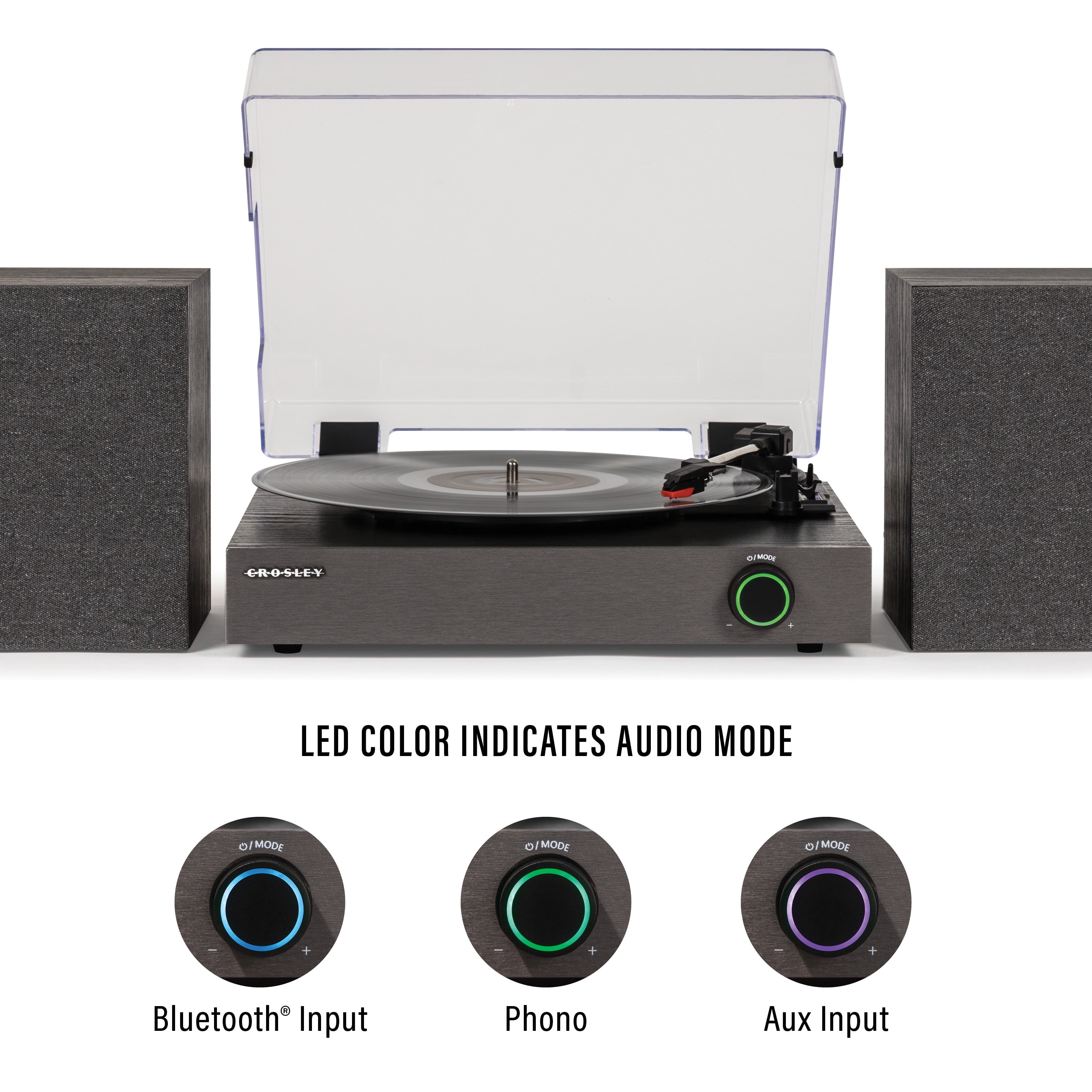 Zane Vinyl Record Player with Speakers and Bluetooth - Audio Turntables