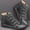 Gray, variant on UTTOASFAY Shoes Women Boots,Women Casual Flat Leather Retro Lace-Up Boots Side Zipper Plus Shoe Boots