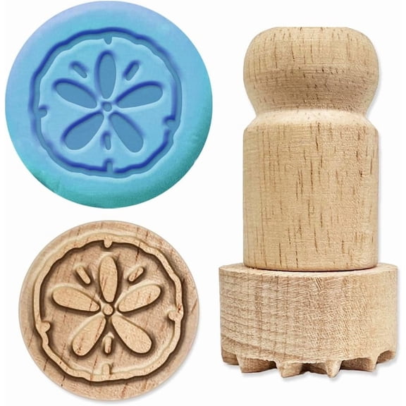 Wood Stamps with Handle 1.8x1 Inch Sand Money Round Stamp Wooden Clay Stamp Round Wood Pottery Stampsfor Card Making DIY Craft Letter Diary and Scrapbooking Mixed Color