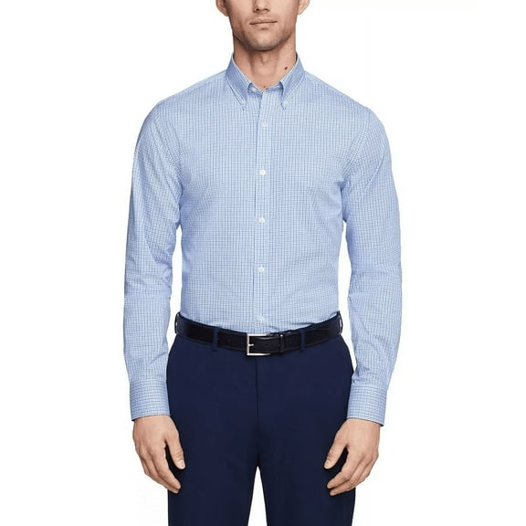 Tommy Hilfiger TH JAB BLUE Men's Slim Fit Wrinkle Free Dress Shirt, US 16 32/33