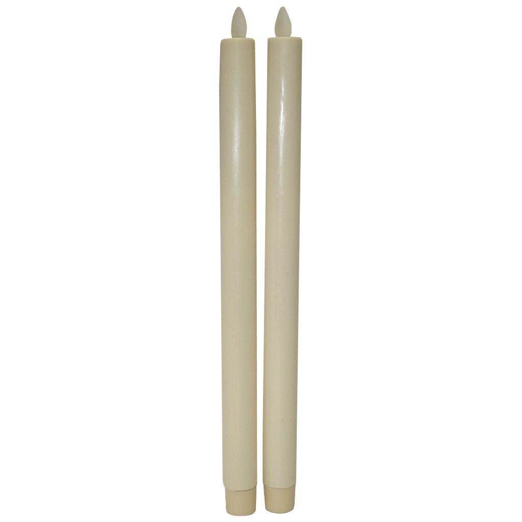 Liown 16260 12" Ivory LED Battery Operated Wax Taper Candle with
