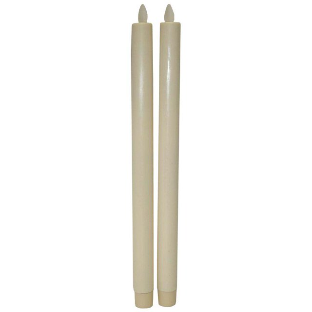 Liown 16260 12" Ivory LED Battery Operated Wax Taper Candle with