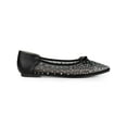 thumbnail image 3 of BLISSFUL STEP Women's Pointed Rhinestone Mesh Ballerina Flats Black White (Size 7.5), 3 of 6