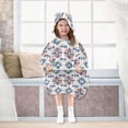 thumbnail image 7 of FORMRS Wearable Blanket Hoodie with Sleeves for Kids Cozy Flannel Sweatshirt, Navy Blossom Mosaic, 7 of 7