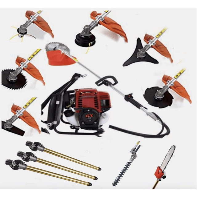 GX50 Backpack Brush Cutter 4-strokes weed wacker strimmer + 3 extension poles