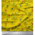 thumbnail image 1 of Soimoi Moss Georgette Fabric Picket Fence & Bird Artistic Print Sewing Fabric Yard 42 Inch Wide, 1 of 1