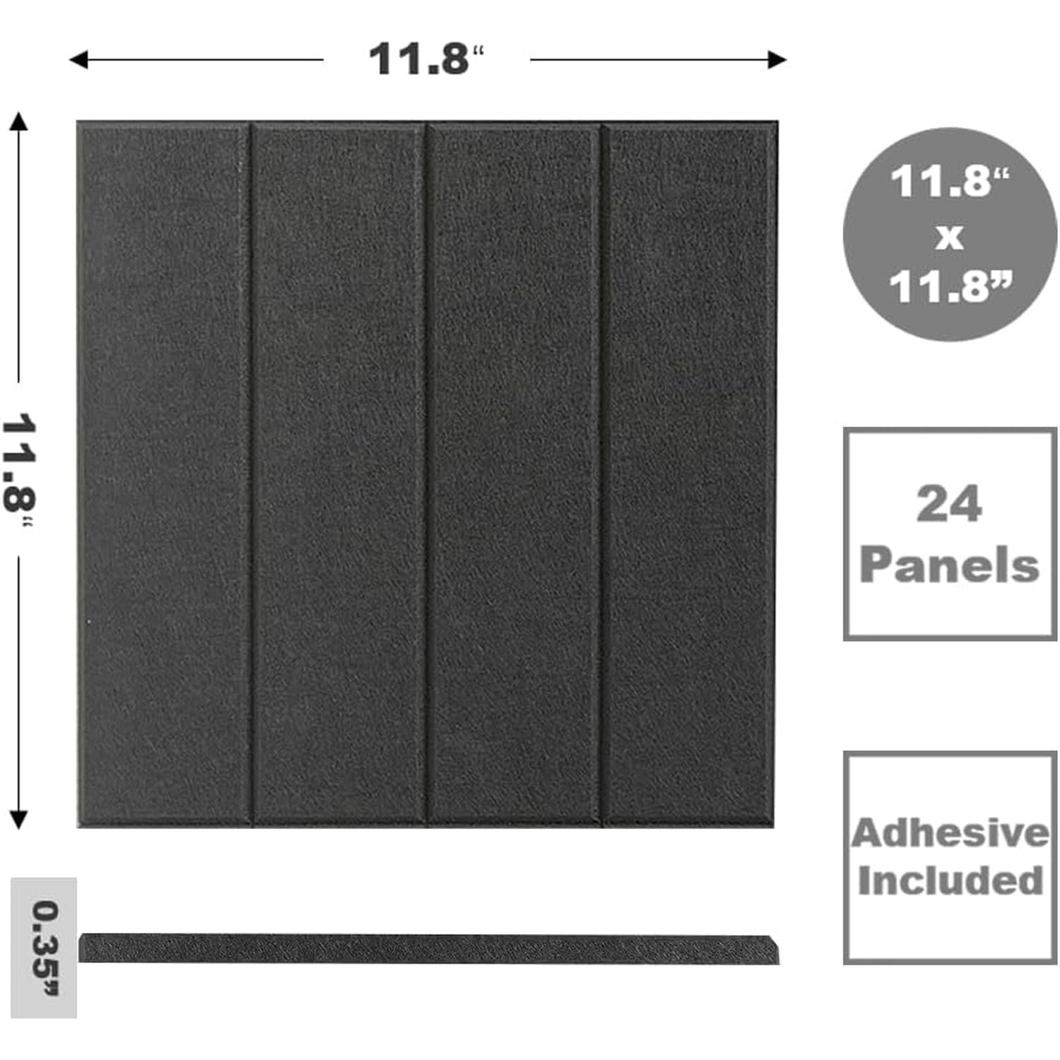 Large Cork Board Alternative - 24-Pack Felt Wall Tiles with Safe Removable Adhesive Tabs, Cork Wall Tiles Bulletin Board Home Office Essentials - Black