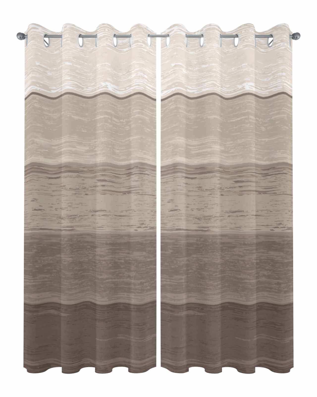 Outdoor Curtains for Patio Khaki Striped Gradient Rustic Wood Board Waterproof Privacy Outside Curtains with Tiebacks Grommet Top Pergola Curtains for Porch Cabana Gazebo 2 Panels, 54x95 inch