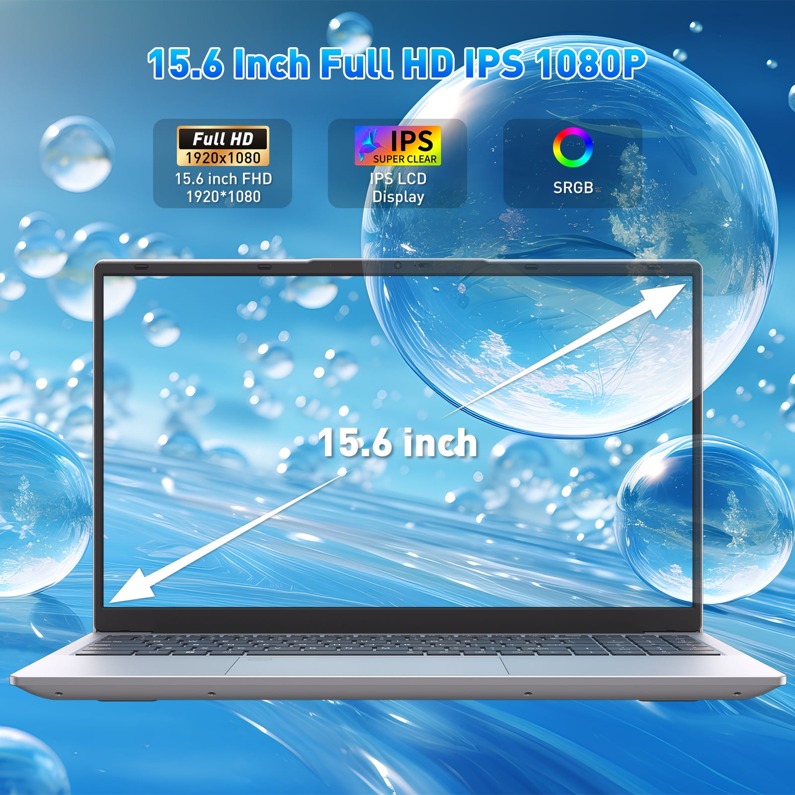 Exsurf 15.6" Laptop computer,Win 11 Pro Notebook, 16GB RAM 1TB SSD, Backlit Keyboard, Fingerprint Unlock,Silver