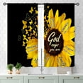 thumbnail image 3 of Sunflower Curtains, Rustic Black Yellow Flower Counrtry Farmhouse Style Positive Quote Sunflower Printed Small Short Window Drape Treatments for Kitchen Bedroom Living Room 2 Panels, 55x39 Inch, 3 of 4