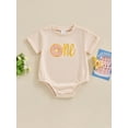 thumbnail image 3 of Aojekbee Baby Girls Birthday Jumpsuit Casual Donut Embroidery Short Sleeve Newborn Romper for Toddler Cute Clothes, 3 of 10