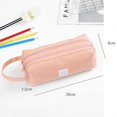 thumbnail image 2 of Estuche grande para lápices con doble cremallera para niños, bolsa para guardar brochas de maquillaje, color rosa, 2 of 2