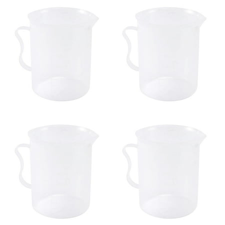 

4X Measuring Jug 250ML Graduated Beaker Clear White Plastic Cup