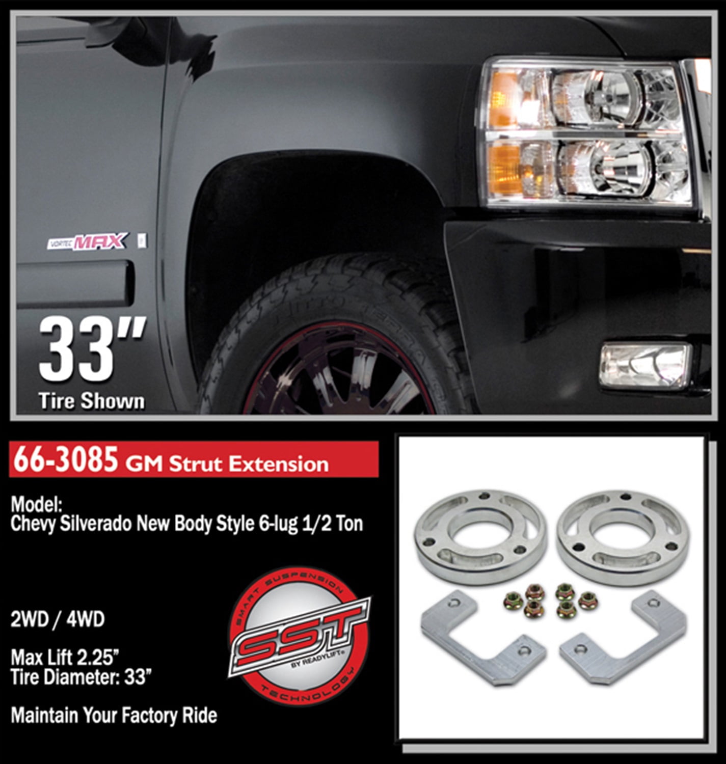 ReadyLift 66-3085 Front Leveling Kit Fits select: 2007-2018 CHEVROLET SILVERADO, 2007-2018 CHEVROLET TAHOE