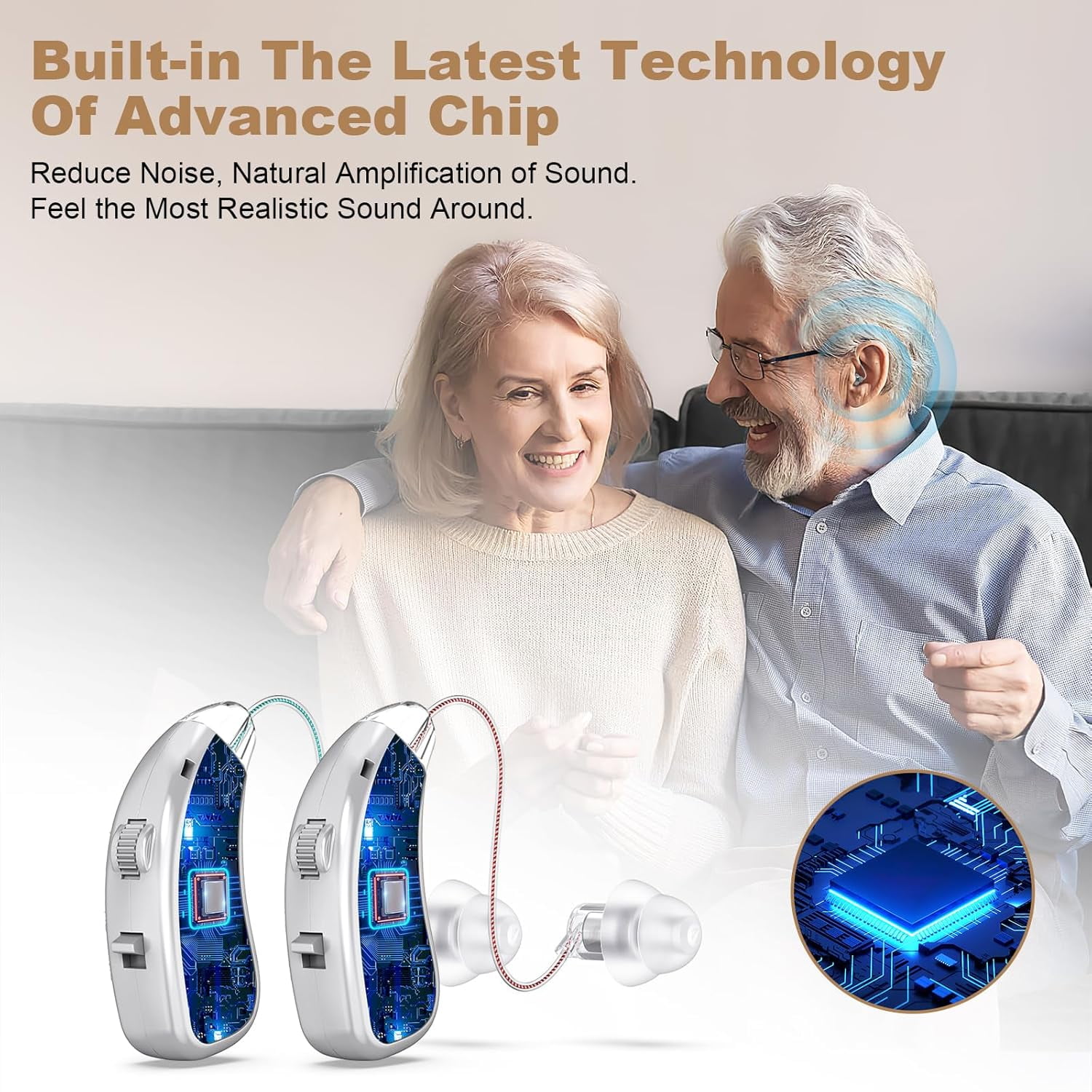 SUWU Hearing Aid for the Elderly-Easy to Operate-One Touch Adjustment-Built-in Noise Reduction-Rechargeable Hearing Aids (Silver)